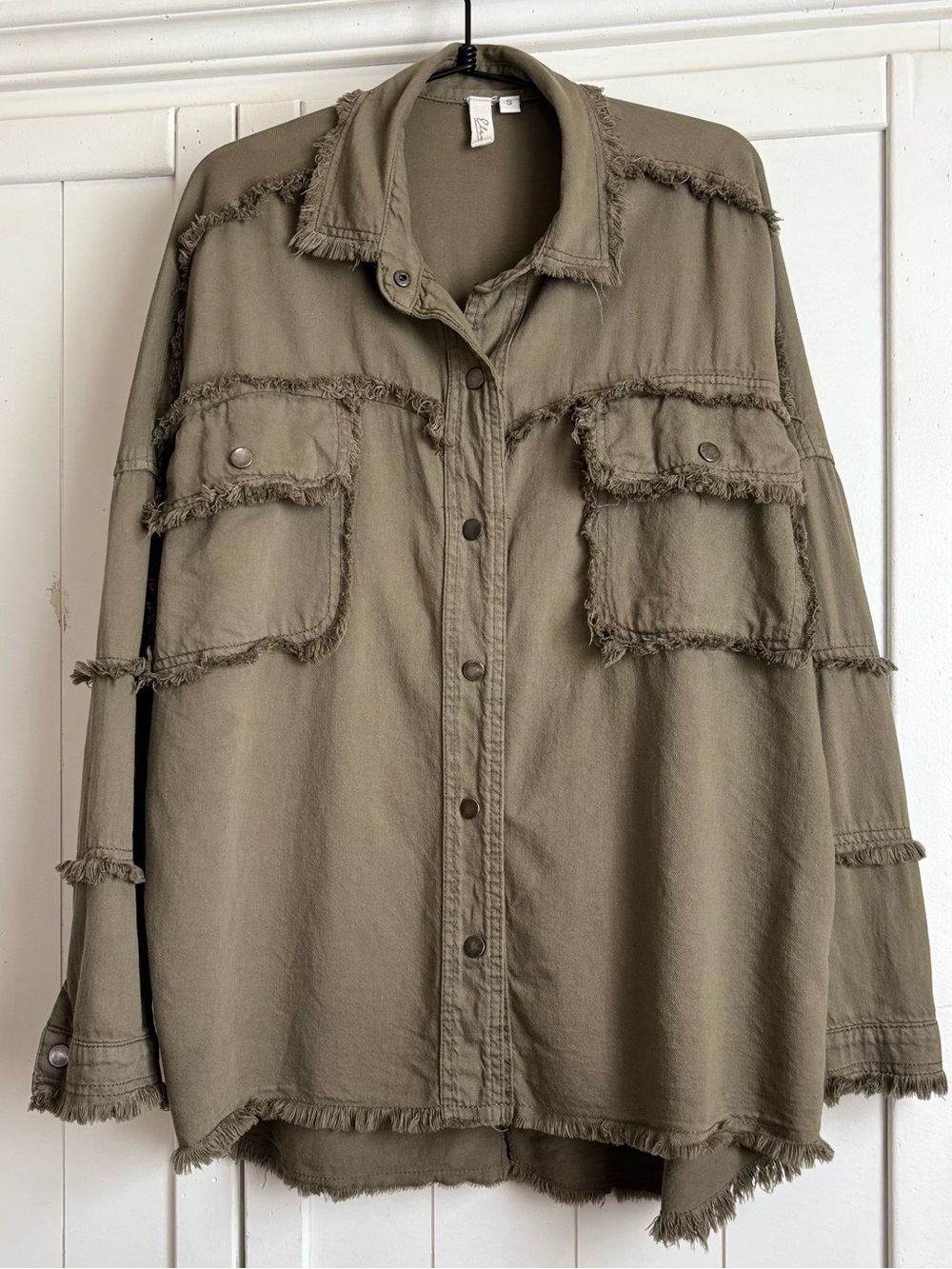 Elan Devan Rock & Roll Oversized Distressed Military Shacket Jacket S - Picture 5 of 10